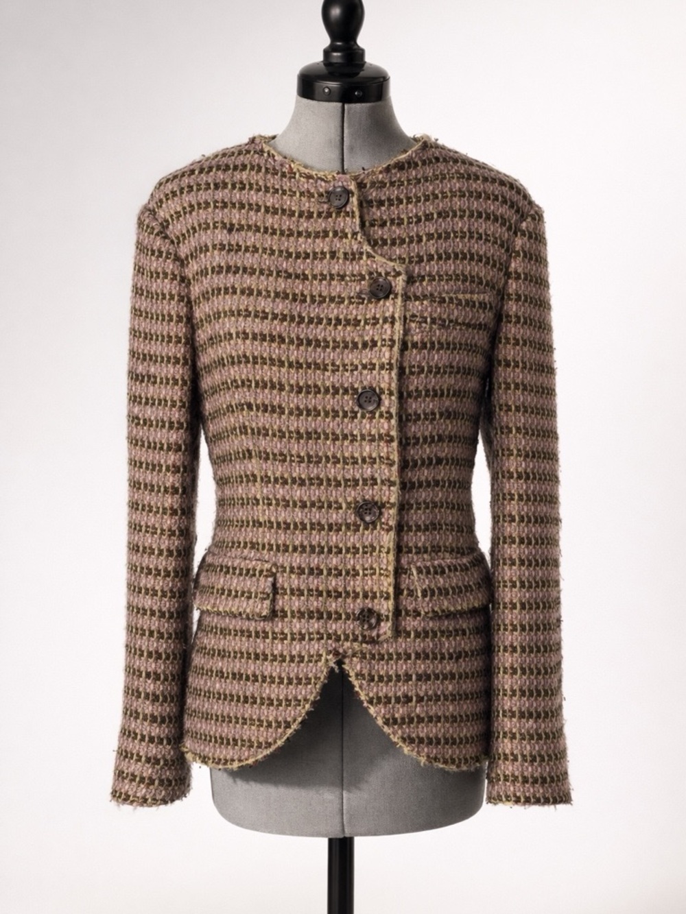 Tonello Soft Tweed Button Jacket, brown/lavender, IT44/8, EUC